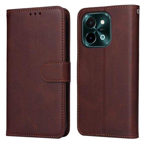 Per vivo Y28 4G Global Classic Custodia in pelle flip con texture di vitello (marrone)