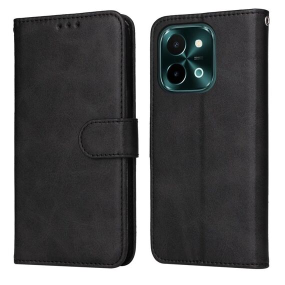 Per vivo Y28 4G Custodia per telefono in pelle flip classica con texture di vitello globale (nera)