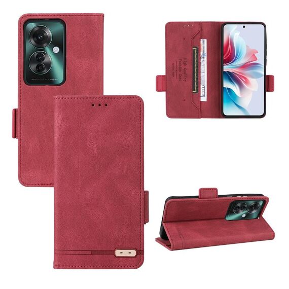 Per OPPO Reno11 PJH110 / Reno11 F 5G Custodia per telefono in pelle con chiusura magnetica (Rosso)