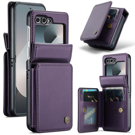 Per Samsung Galaxy Z Flip6 5G CaseMe C22 PC+TPU Custodia antifurto in pelle stile business RFID (viola)