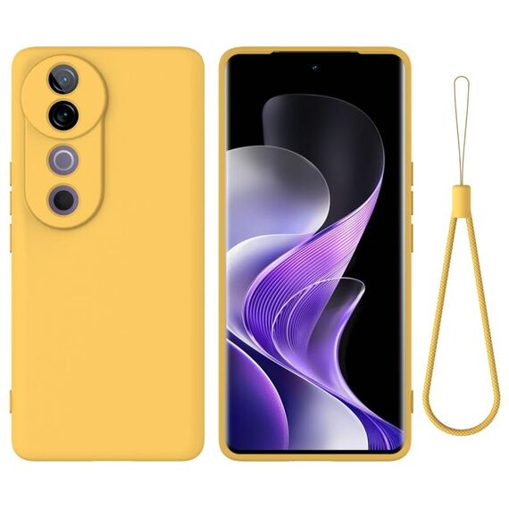 Custodia per telefono a copertura totale antigoccia in silicone liquido tinta unita per vivo V40 / S19 (gialla)