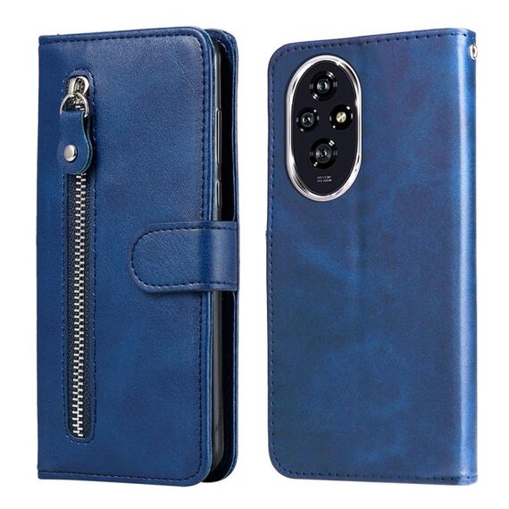 Custodia per cellulare in pelle con cerniera alla moda per Honor 200 (blu)