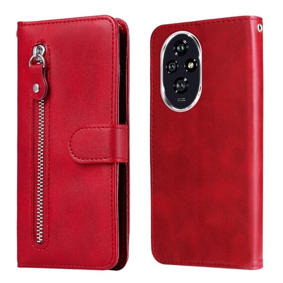 Custodia per telefono in pelle con cerniera For Honor 200 Fashion Calf Texture (rosso)