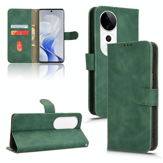 Custodia per telefono in pelle con vibrazione magnetica Skin Feel per vivo S19 Pro / V40 (verde)
