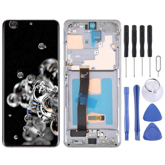 Per Samsung Galaxy S20 Ultra 4G/5G SM-G988 6,67 pollici OLED LCD Screen Digitizer Assembly completo con telaio (grigio)
