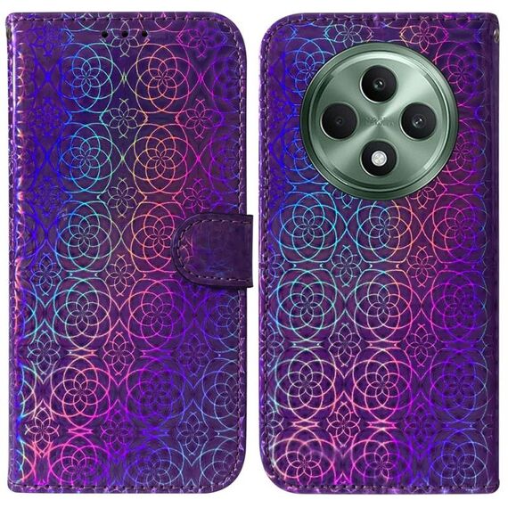 Per OPPO Reno12 F 5G Custodia per telefono in pelle con fibbia magnetica colorata (viola)