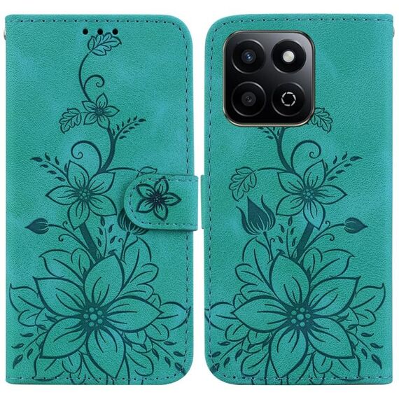 Custodia per telefono in pelle goffrata Lily per Honor Play 60 Plus (verde)