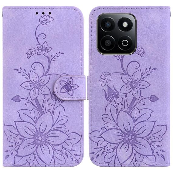 Custodia per telefono in pelle goffrata Lily per Honor Play 60 Plus (viola)