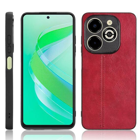 Per Infinix Smart 8 Plus / Smart 8 Pro Custodia per telefono con motivo a mucca e cuciture (rosso)