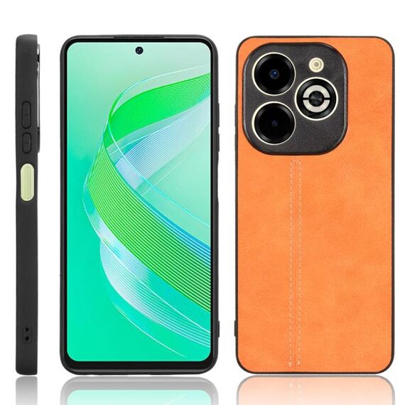 Per Infinix Smart 8 Plus / Smart 8 Pro Custodia per telefono con motivo a mucca e cuciture (arancione)