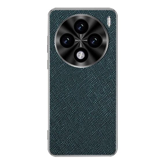 Per vivo X100s Custodia per telefono in pelle PU con bordo argentato e texture incrociata (verde scuro)