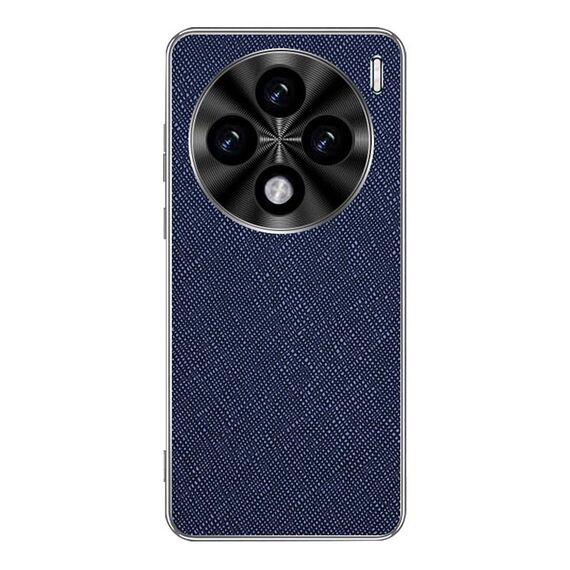 Per vivo X100s Custodia per telefono in pelle PU con bordo argentato e texture incrociata (blu zaffiro)