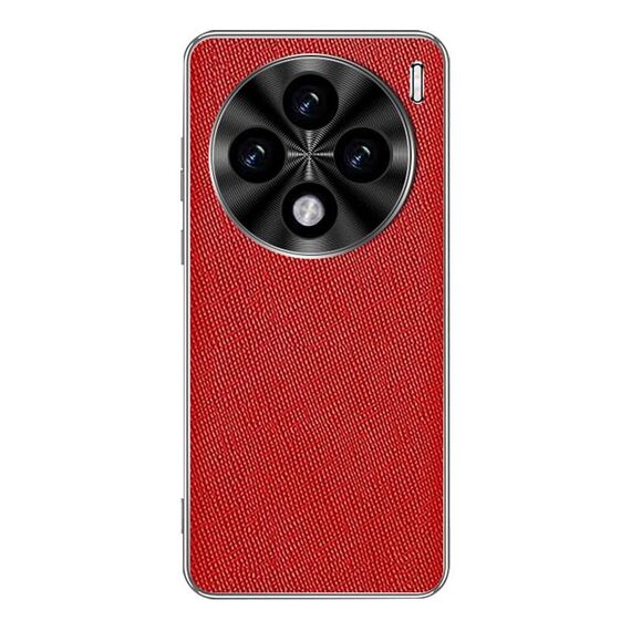 Per vivo X100s Custodia per telefono in pelle PU con trama incrociata e bordo argentato (rosso)