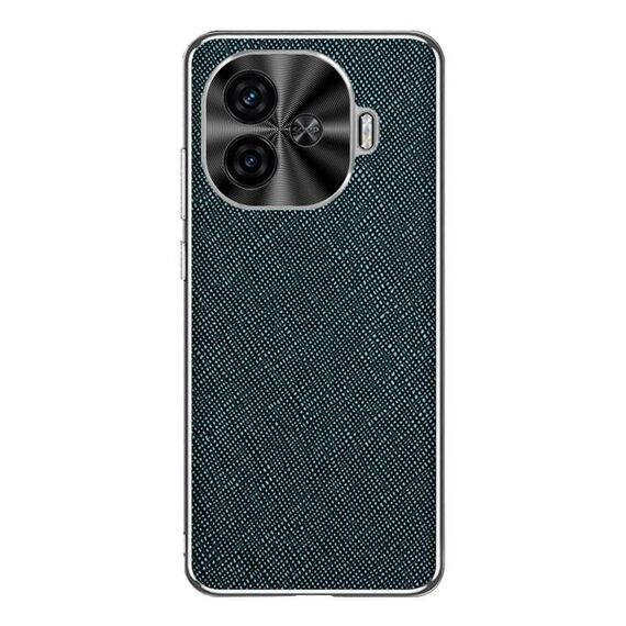 Per vivo Y200 GT Custodia per telefono in pelle PU con bordo argentato e texture incrociata (verde scuro)