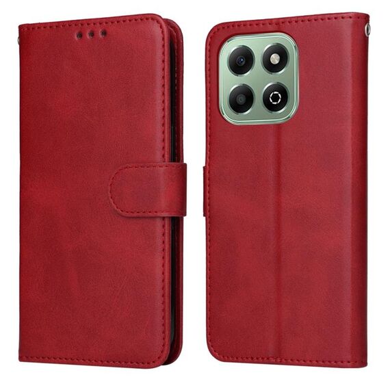 Custodia per cellulare in pelle flip classica con texture di vitello per Honor X6b (rossa)