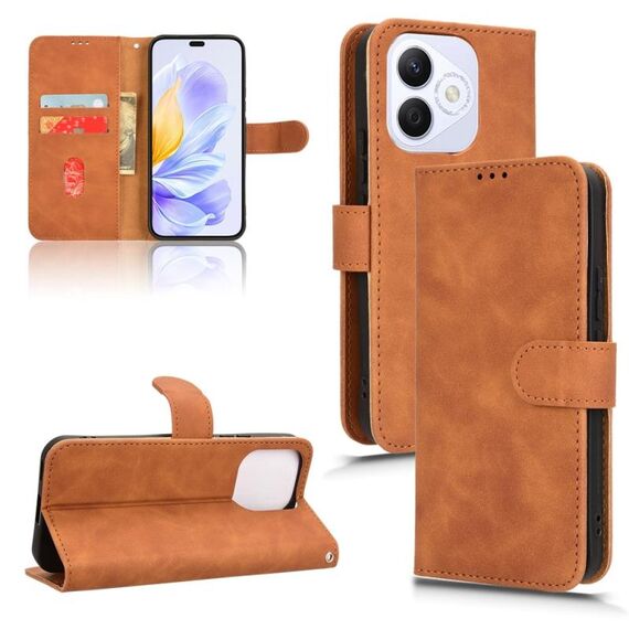 Custodia in pelle magnetica con chiusura magnetica per Honor X60i 5G (marrone)