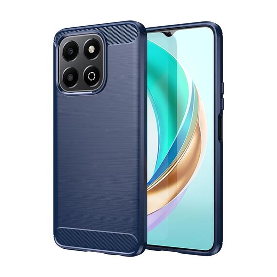 Custodia per telefono in TPU con fibra di carbonio spazzolata per Honor X6b (blu)