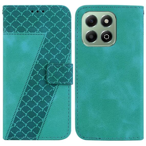Custodia per telefono in pelle goffrata a forma di sette per Honor X6b (verde)