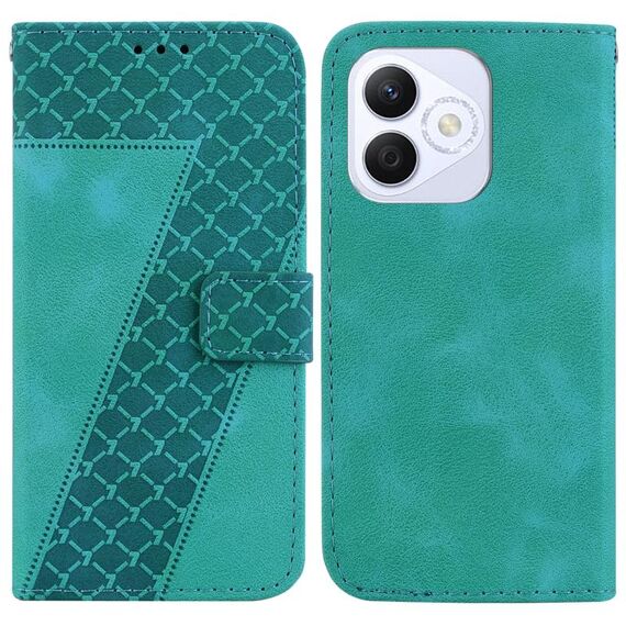 Custodia per telefono in pelle goffrata a sette forme per Honor X60i (verde)