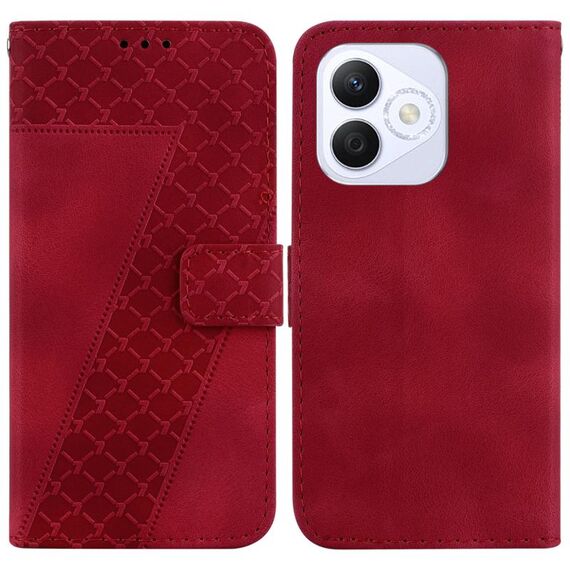 Custodia per telefono in pelle goffrata a sette forme per Honor X60i (rossa)