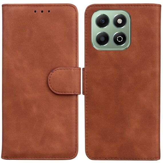 Per Honor X6b Skin Feel Custodia in pelle flip in puro colore (marrone)