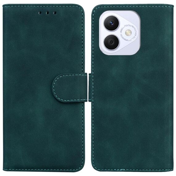 Custodia per telefono in pelle flip color puro per Honor X60i (verde)