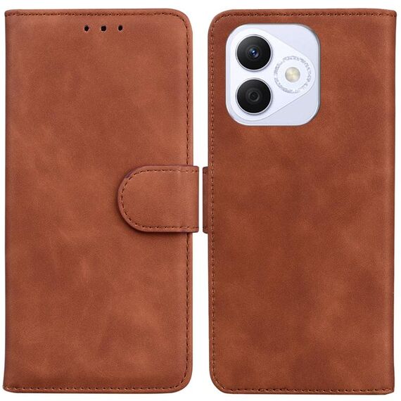 Custodia in pelle flip per telefono cellulare For Honor X60i Skin Feel Pure Color (marrone)