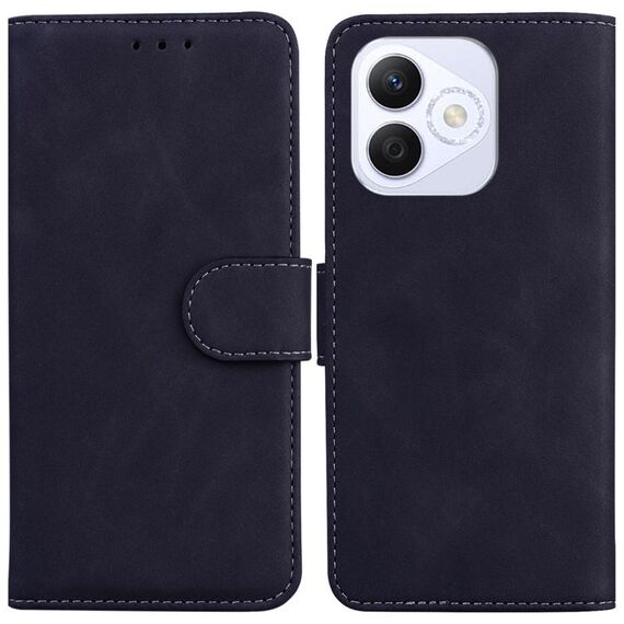 Custodia in pelle flip color puro per Honor X60i (nero)