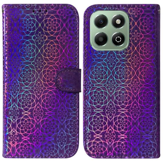 Per Honor X6b Custodia per telefono in pelle con fibbia magnetica colorata (viola)