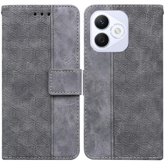 Custodia per telefono in pelle goffrata geometrica per Honor X60i (grigio)