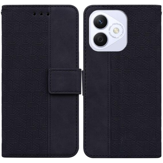 Custodia per telefono in pelle goffrata geometrica per Honor X60i (nera)