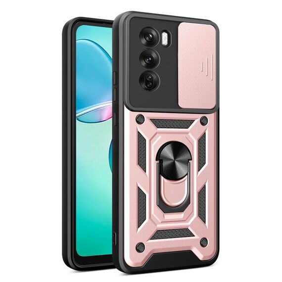 Per OPPO Reno12 Pro 5G Global Sliding Camera Cover Design TPU Hybrid PC Phone Case (Oro rosa)