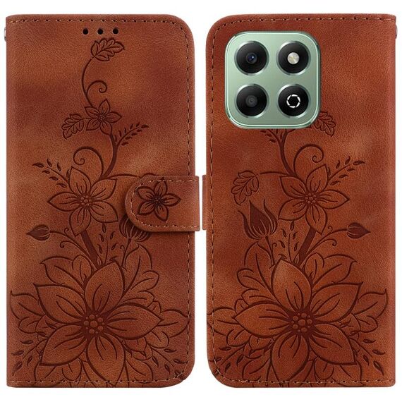 Custodia per telefono in pelle goffrata Lily per Honor X6b (marrone)
