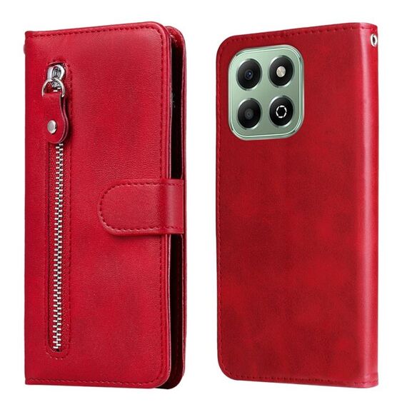 Custodia per cellulare in pelle con cerniera alla moda per Honor X6b (rossa)