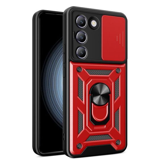 Per vivo V30 Lite 5G India / Y100 IDN Custodia per fotocamera scorrevole Design TPU+PC Custodia per telefono (rosso)