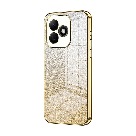 Custodia per telefono elettrolitica con polvere glitterata sfumata per Honor X60i (oro)
