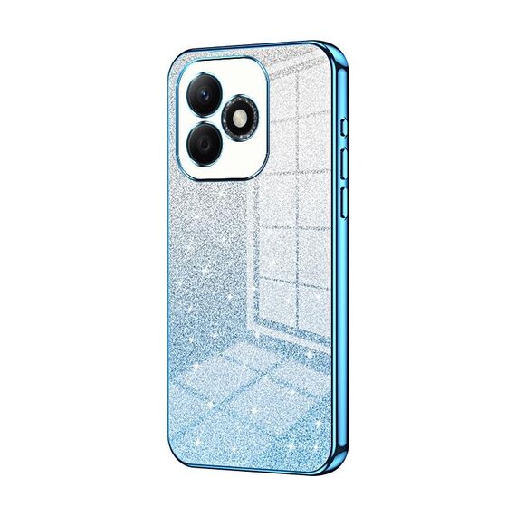 Custodia per telefono elettrolitica in polvere glitterata sfumata per Honor X60i (blu)