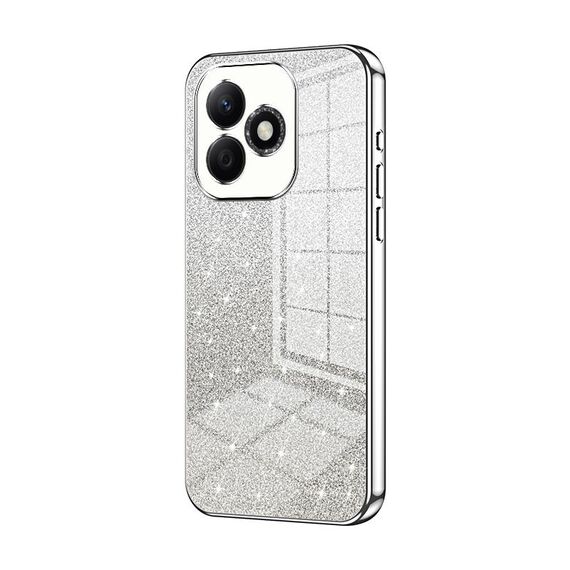 Custodia per telefono elettrolitica in polvere glitterata sfumata per Honor X60i (argento)