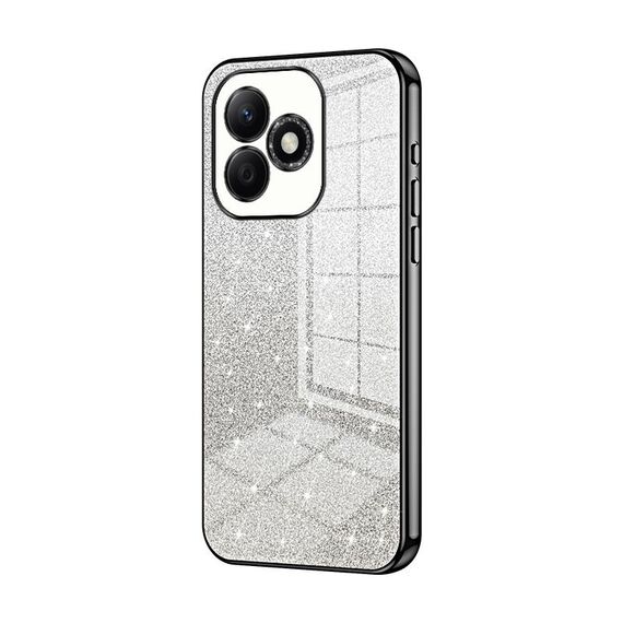 Custodia per telefono elettrolitica in polvere glitterata sfumata per Honor X60i (nera)