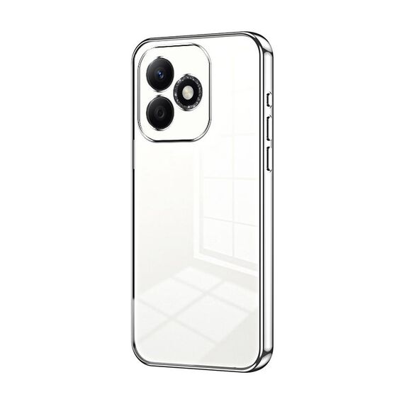 Per Honor X60i Custodia per telefono con foro sottile e placcatura trasparente (argento)