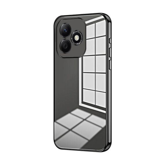 Per Honor X60i Custodia per telefono con foro sottile e placcatura trasparente (nero)