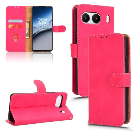 Per OnePlus Nord 4 5G Custodia in pelle magnetica con chiusura magnetica (rosso rosa)