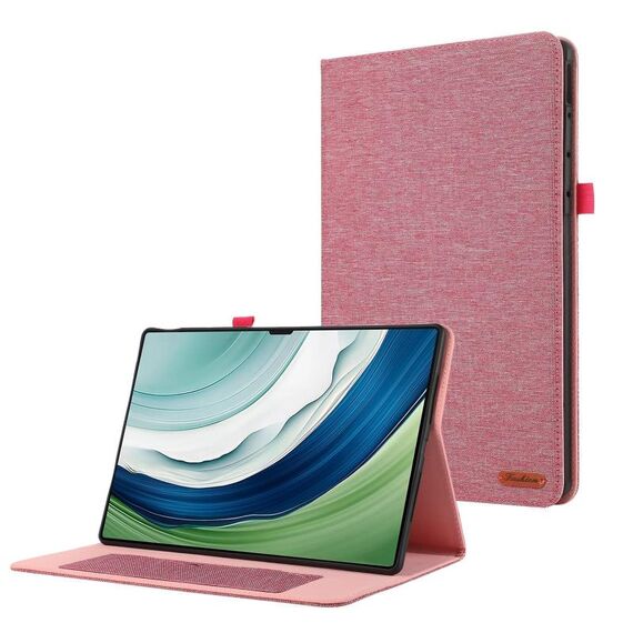 Per Huawei MatePad Pro 12.2 2024 Custodia in tessuto e pelle per tablet (rosso rosa)