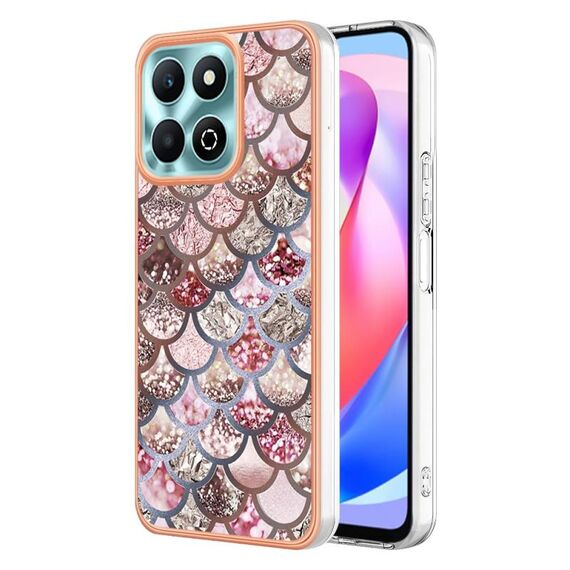 Custodia per telefono in TPU IMD galvanica per Honor X6b (scaglie rosa)