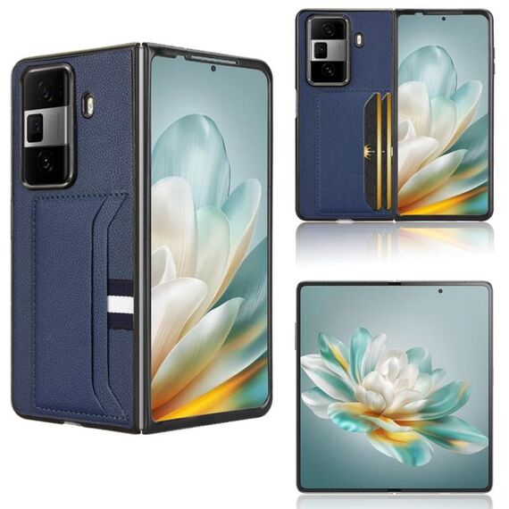 Custodia per telefono con slot per schede con texture litchi per Honor Magic Vs3 (blu)