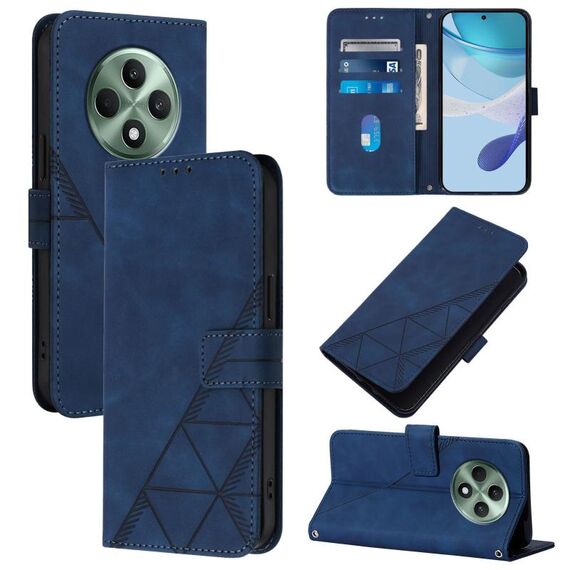 Per OPPO Reno12 F 5G Global Crossbody 3D Custodia in pelle con vibrazione in rilievo (blu)