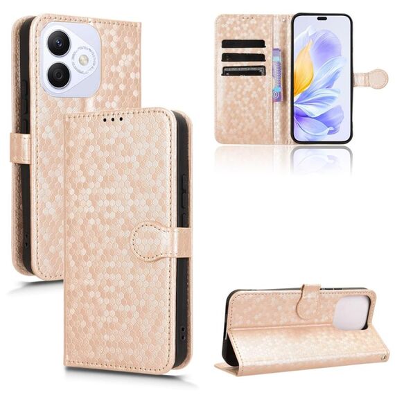 Per Honor X60i 5G Custodia in pelle con trama a nido d'ape (oro)