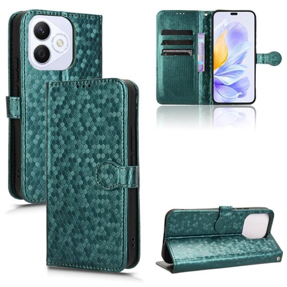 Per Honor X60i 5G Custodia in pelle con trama a nido d'ape a pois (verde)