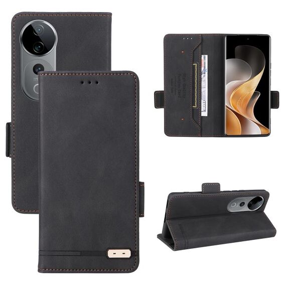 Per vivo S19 Pro Custodia in pelle con chiusura magnetica (nero)