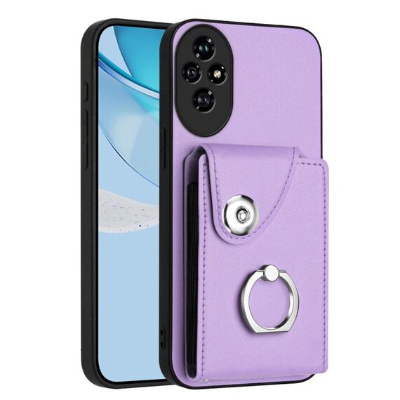 Per Honor 200 Pro 5G Organ Card Bag Anello Supporto Custodia per telefono PU (Viola)